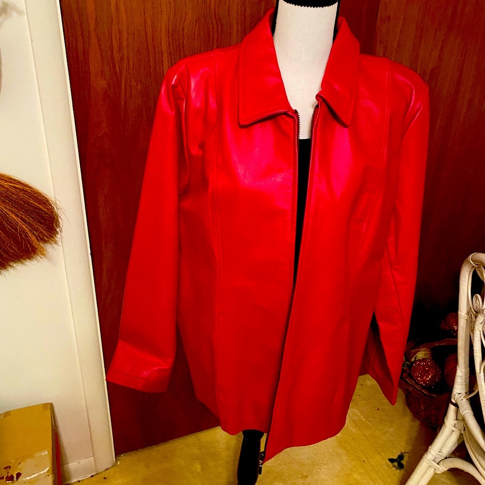 Women’s - Red Leather Dialogue Jacket